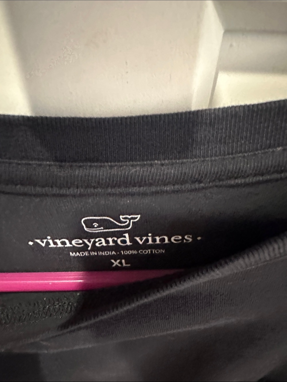 Vineyard Vines Black Short Sleeve Pocket Tee with Teal & Pink Whale - Picture 2 of 2